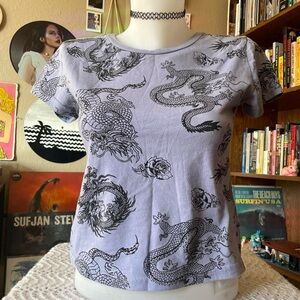 Baby blue Rue21 short sleeve dragon print baby tee sz medium